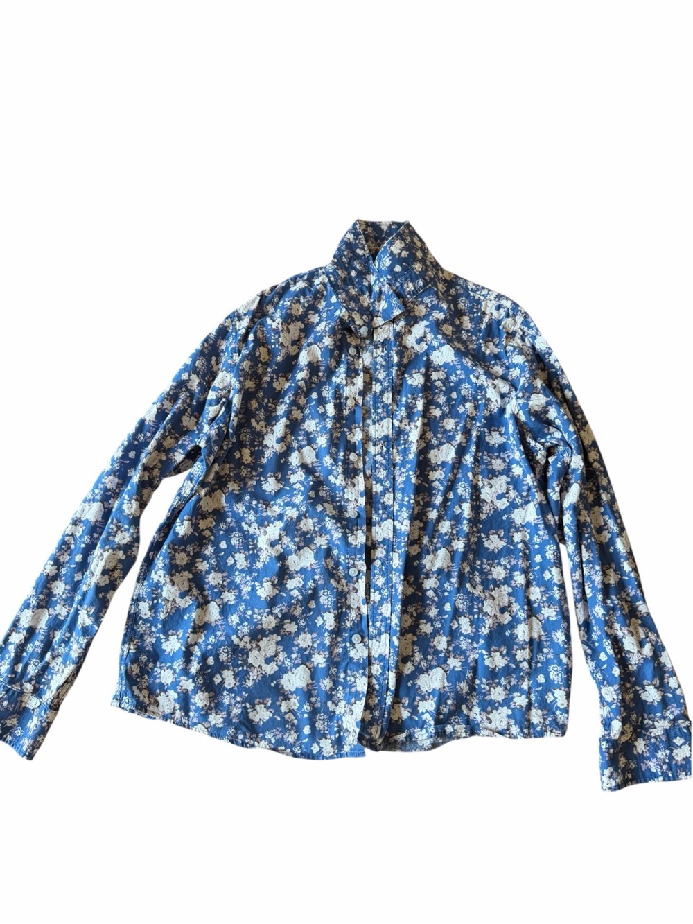 Tunevuse Men's Floral Button Up Shirt Blue Rose Print